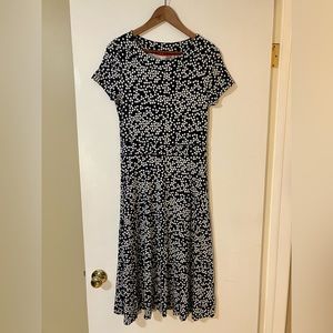 Boden 10L navy/white short-sleeved dress